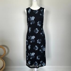 Floral Sleeveless Black Dress